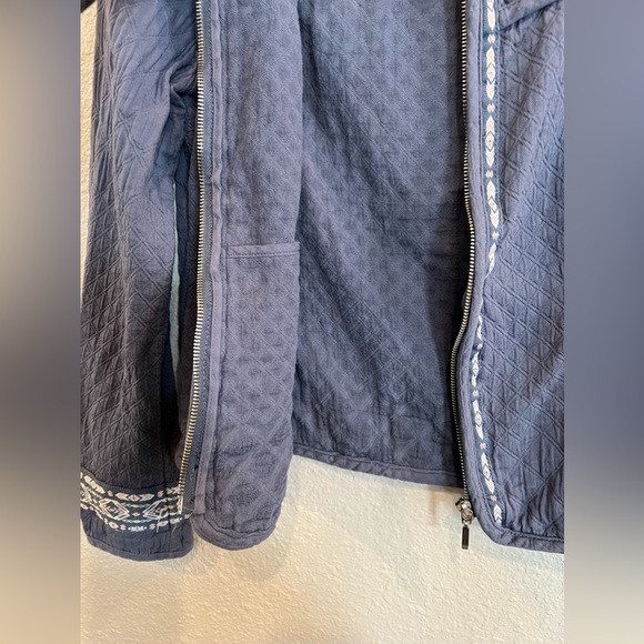The Buckle Stoosh Blue Quilted Jacket Medium Fitted Zip Sweater a493 - Picture 5 of 10